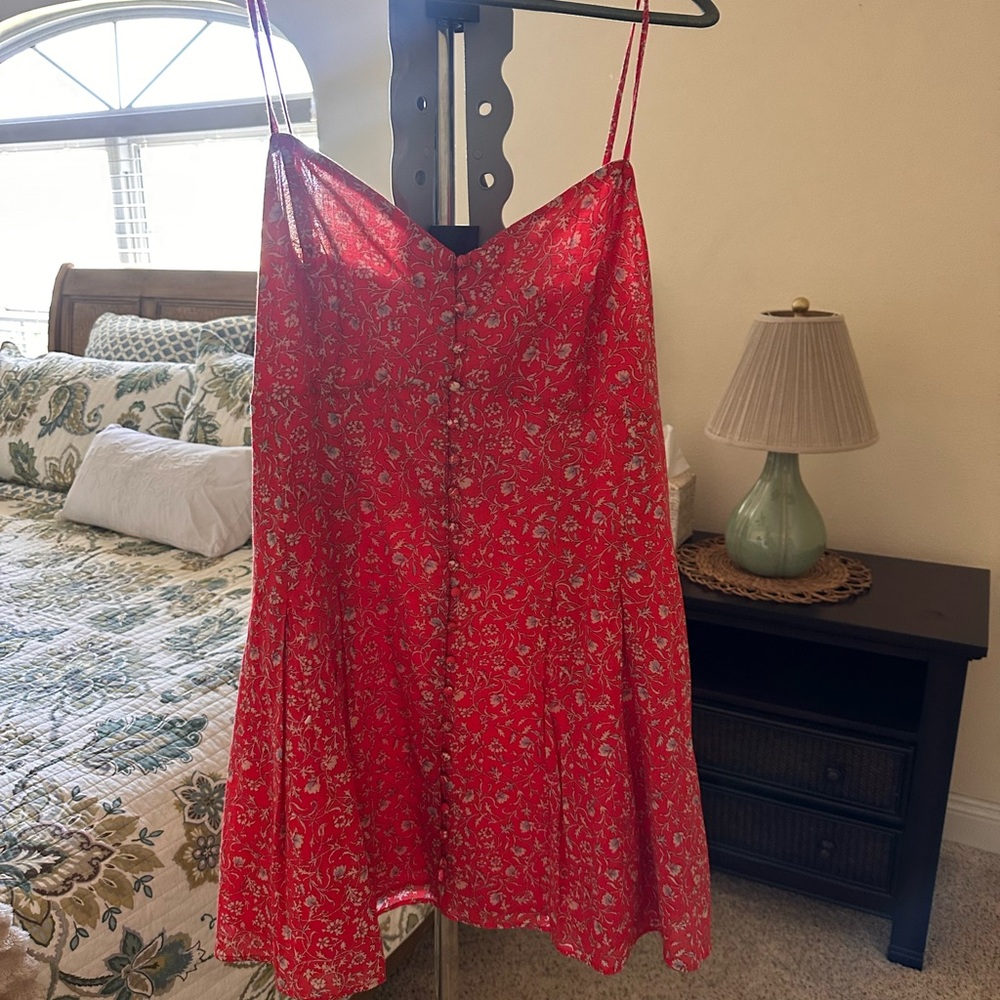 American Eagle Outfitters Red and White Floral Mini Dress